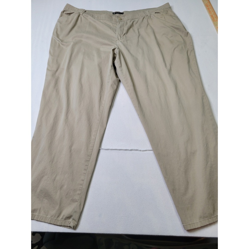 Lee Relaxed Fit Khaki Pants Tan Straight Leg Chinos Mens 46x30